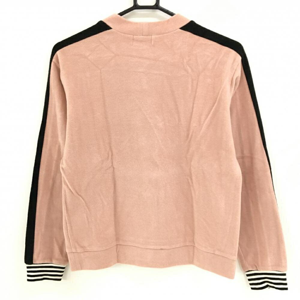 【超美品】アルチビオ トレーナー ピンク×白×黒 袖ライン フリース レディース 38(M) ゴルフウェア archivio