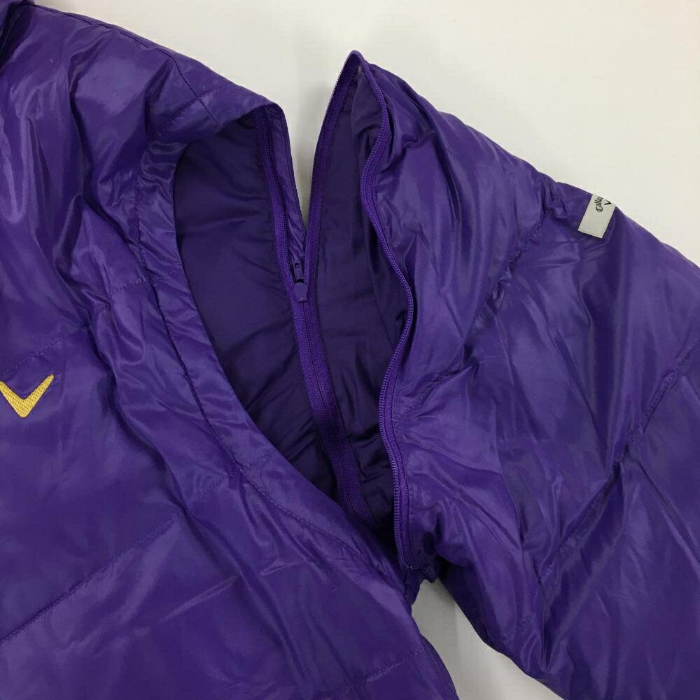 キャロウェイ 2WAYダウンジャケット パープル ロゴイエロー 袖着脱可 メンズ M ゴルフウェア Callaway
