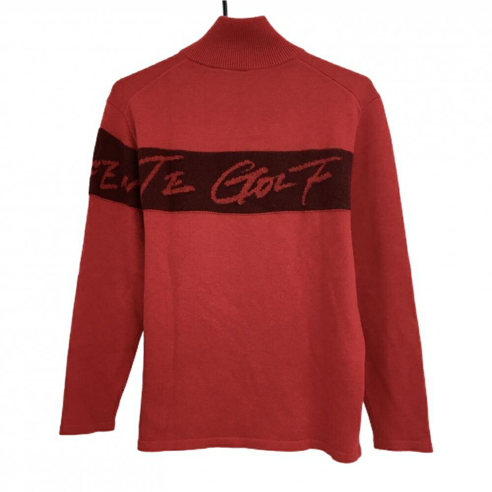 【美品】デサント ハイネックセーター レッド 万美コレクション ハーフジップ ニット メンズ M ゴルフウェア DESCENTE