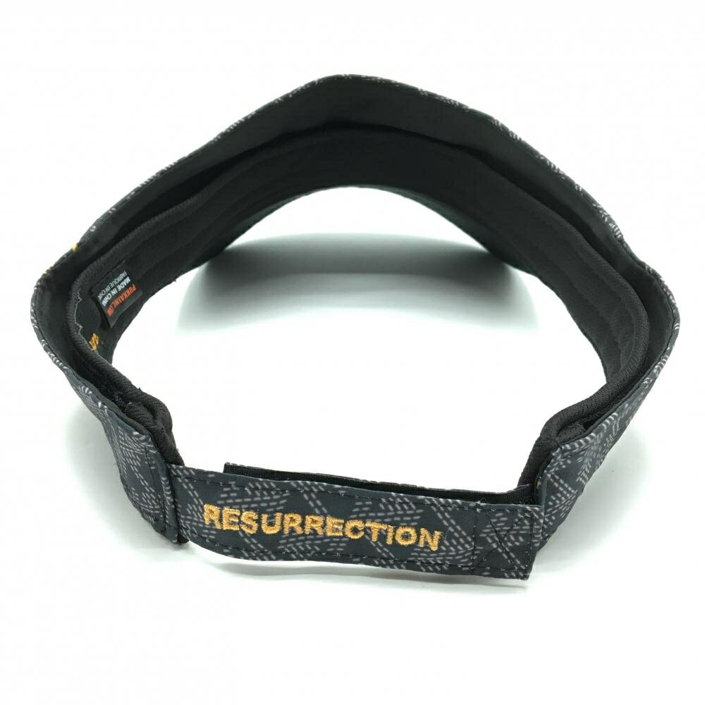 【超美品】レザレクション サンバイザー 黒×グレー 総柄 ロゴ刺しゅう ONE SIZE ゴルフウェア Resurrection
