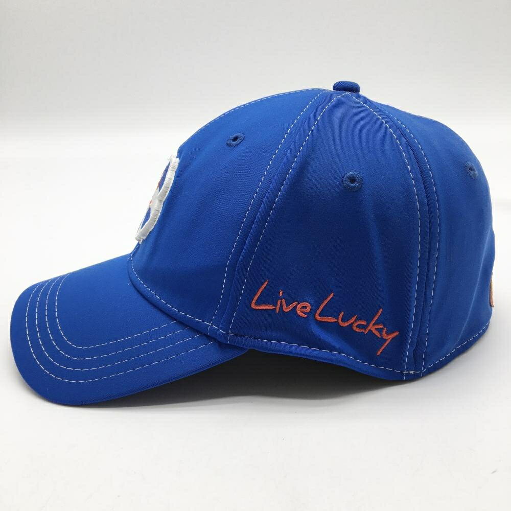 【美品】ブラッククローバー キャップ ブルー×白 立体ロゴ刺しゅう メンズ L/XL ゴルフウェア BLACK CLOVER