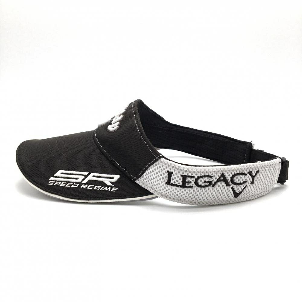 【美品】キャロウェイ サンバイザー 黒×白 立体ロゴ ODYSSEY フリー(57cm-59cm) ゴルフウェア Callaway