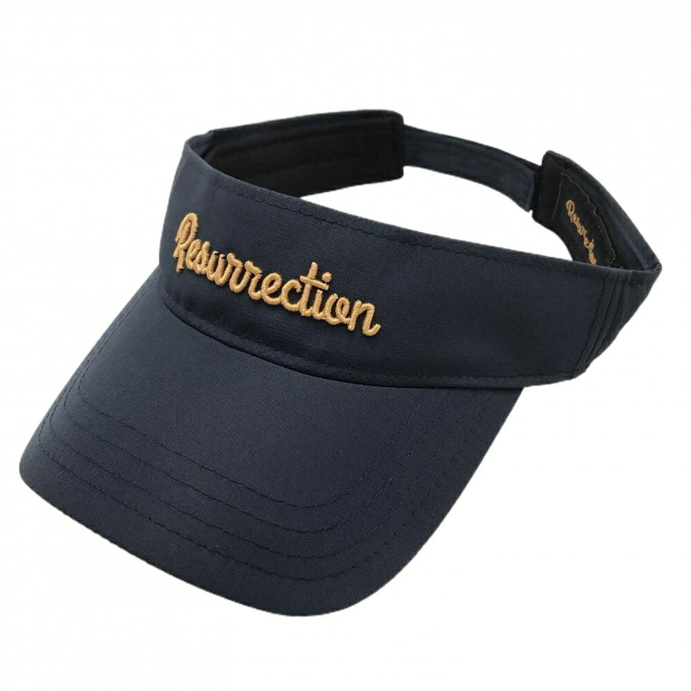 【超美品】レザレクション サンバイザー ネイビー×ベージュ系 立体ロゴ ONE SIZE ゴルフウェア Resurrection