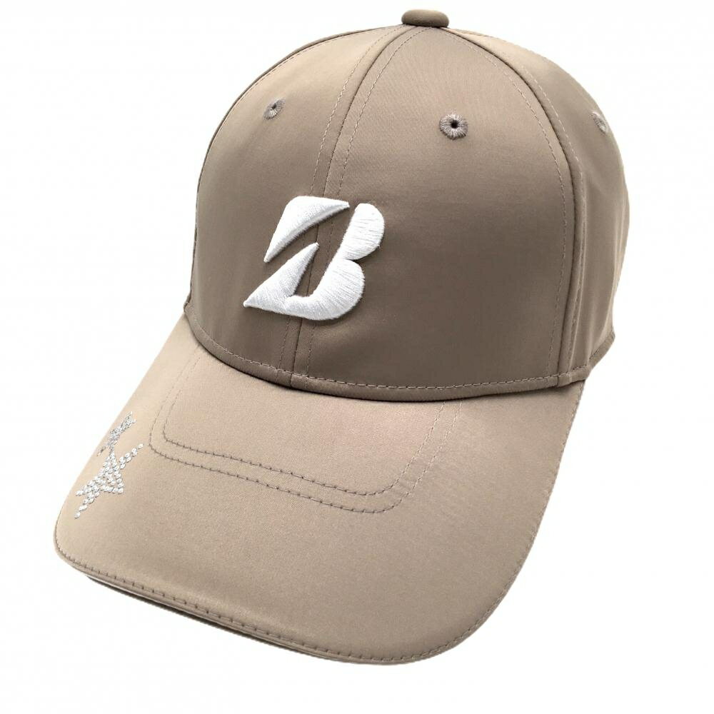【新品】ブリヂストン キャップ ブラウン×白 つば星 ラインストーン レディース フリーサイズ(約54-58cm) ゴルフウェア Bridgestone