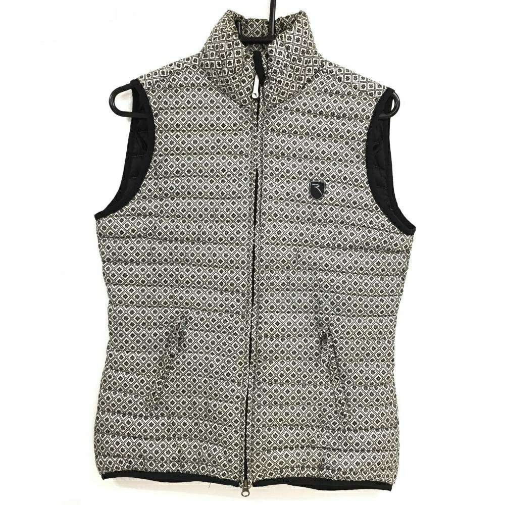 【美品】シェルボ 中綿ベスト 白×黒 総柄 キルティング レディース USA－S ゴルフウェア CHERVO
