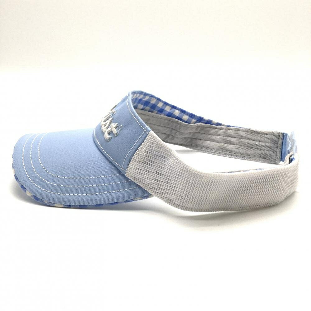 タイトリスト サンバイザー ライトブルー×白 立体ロゴ刺しゅう つば裏チェック ゴルフウェア TITLEIST