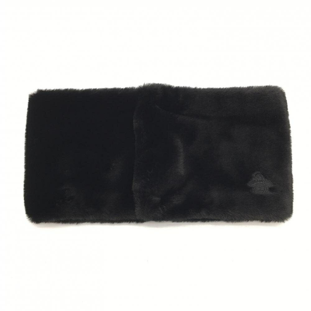 【超美品】マンシングウェア ボアネックウォーマー 黒 ペンギン刺しゅう 裏フリース F ゴルフウェア Munsingwear