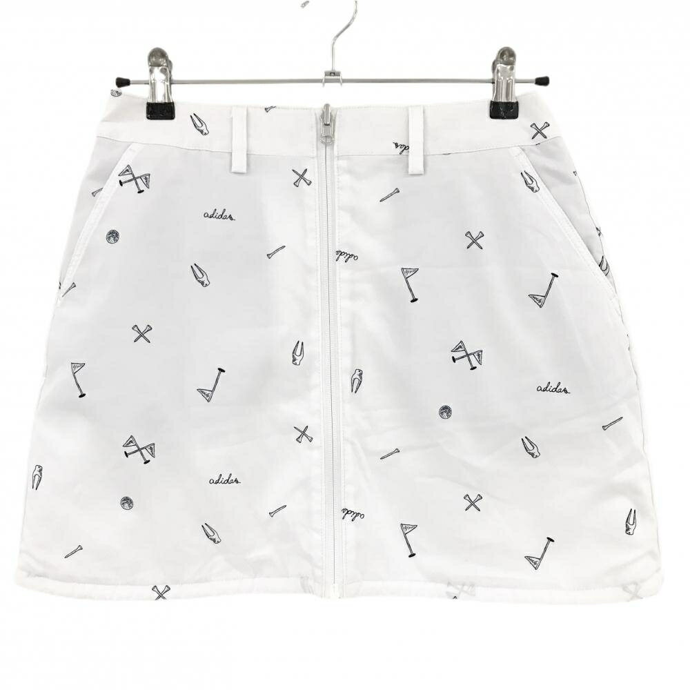 【美品】アディダス リバーシブルスカート 白×ネイビー 総柄 裏面ボア センタージップ レディース M/M ..