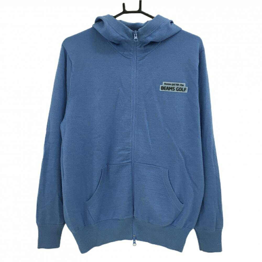 ビームスゴルフ ニットジップパーカー ライトブルー シリコンワッペン 裏地付 メンズ M ゴルフウェア BEAMS GOLF