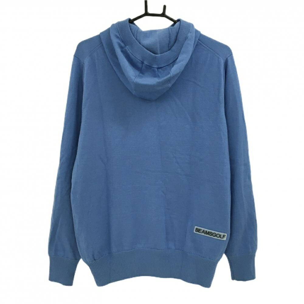 ビームスゴルフ ニットジップパーカー ライトブルー シリコンワッペン 裏地付 メンズ M ゴルフウェア BEAMS GOLF