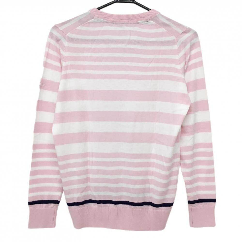 【美品】タイトリスト セーター ピンク×白 ボーダー Vネック ニット レディース M ゴルフウェア TITLEIST