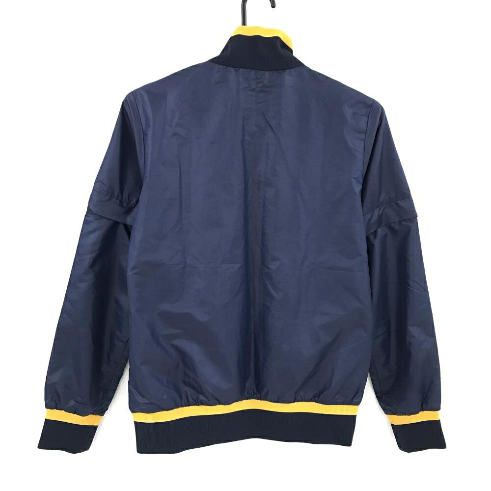 【超美品】ルコックゴルフ 2WAYブルゾン ネイビー×オレンジ メッシュ裏地 袖着脱可 レディース M ゴルフウェア le coq sportif