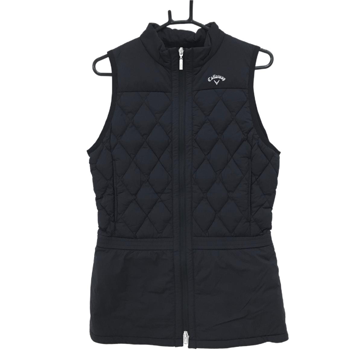 【美品】キャロウェイ ダウンワンピース 黒 ダイヤ型キルティング 上身頃ダウン スカート部中綿 レディース M ゴルフウェア Callaway