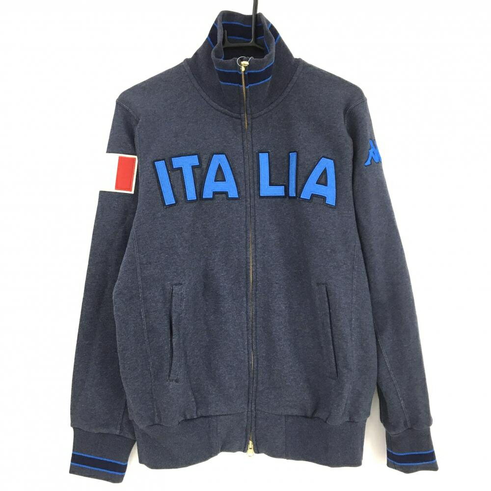 【新品】カッパ ジャケットブルゾン ネイビー×ブルー 裏起毛 ITALIAワッペン メンズ L ゴルフウェア Kappa