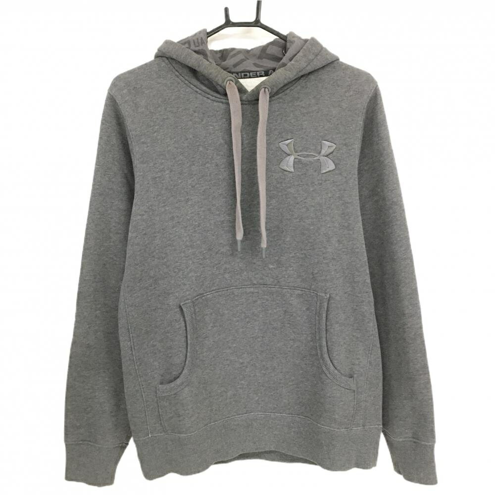 アンダーアーマー パーカー 杢ダークグレー フード裏柄 裏起毛 胸元ロゴ メンズ SM ゴルフウェア UNDER ARMOUR