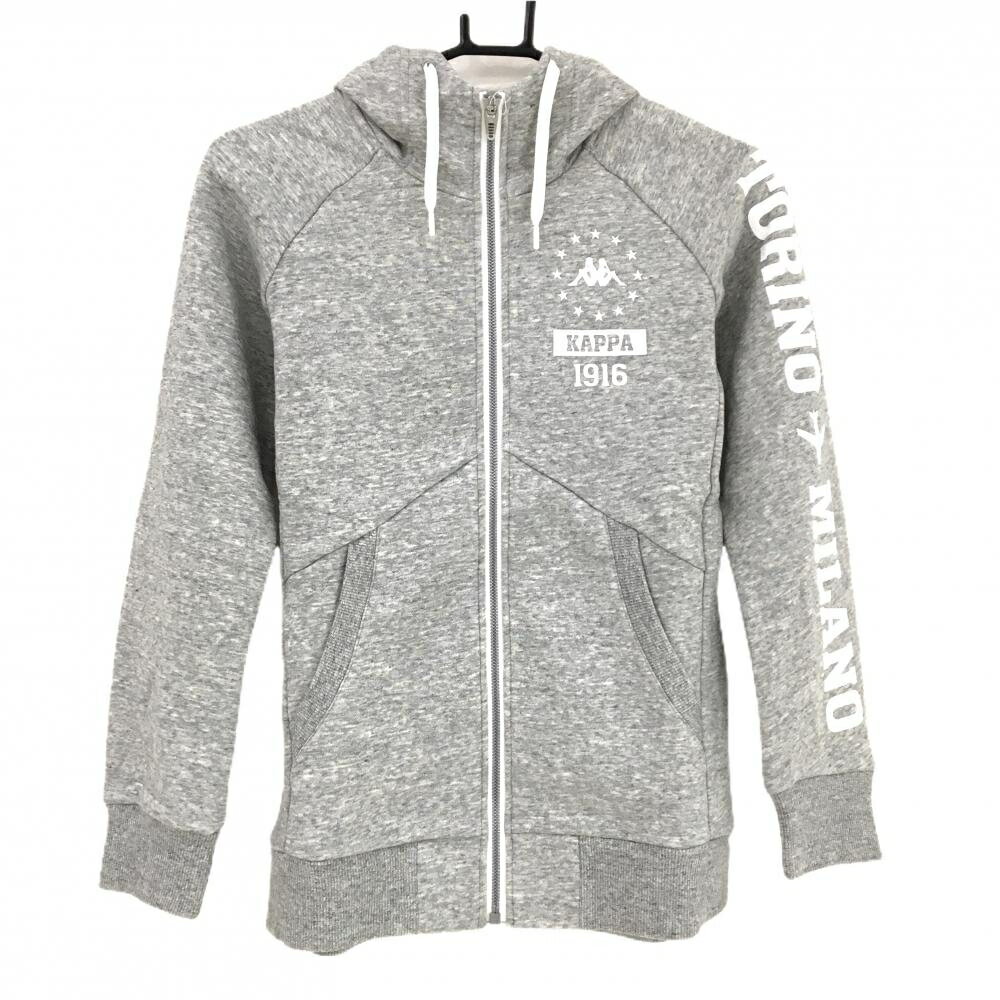 【新品】カッパ パーカー 杢グレー×白 起毛 ロゴプリント レディース M ゴルフウェア Kappa