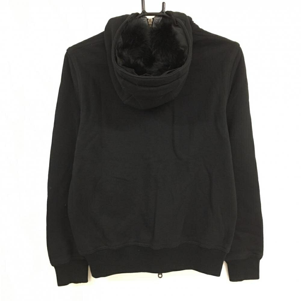 【美品】マークアンドロナ ジップパーカー 黒 ロゴワッペン ファー着脱可 ブルゾン メンズ S ゴルフウェア MARK＆LONA