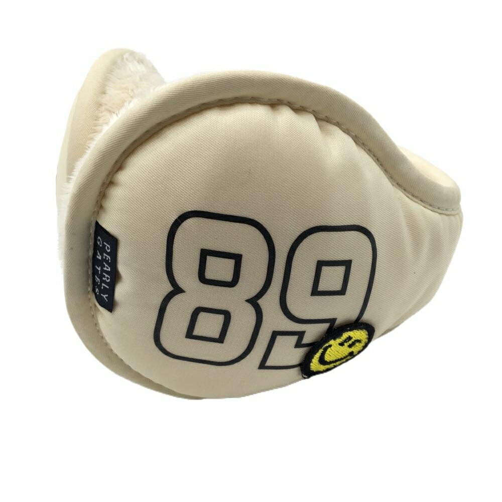 【超美品】パーリーゲイツ イヤーマフ アイボリー×ネイビー ニコちゃん スマイル 耳当てゴルフ PEARLY ..