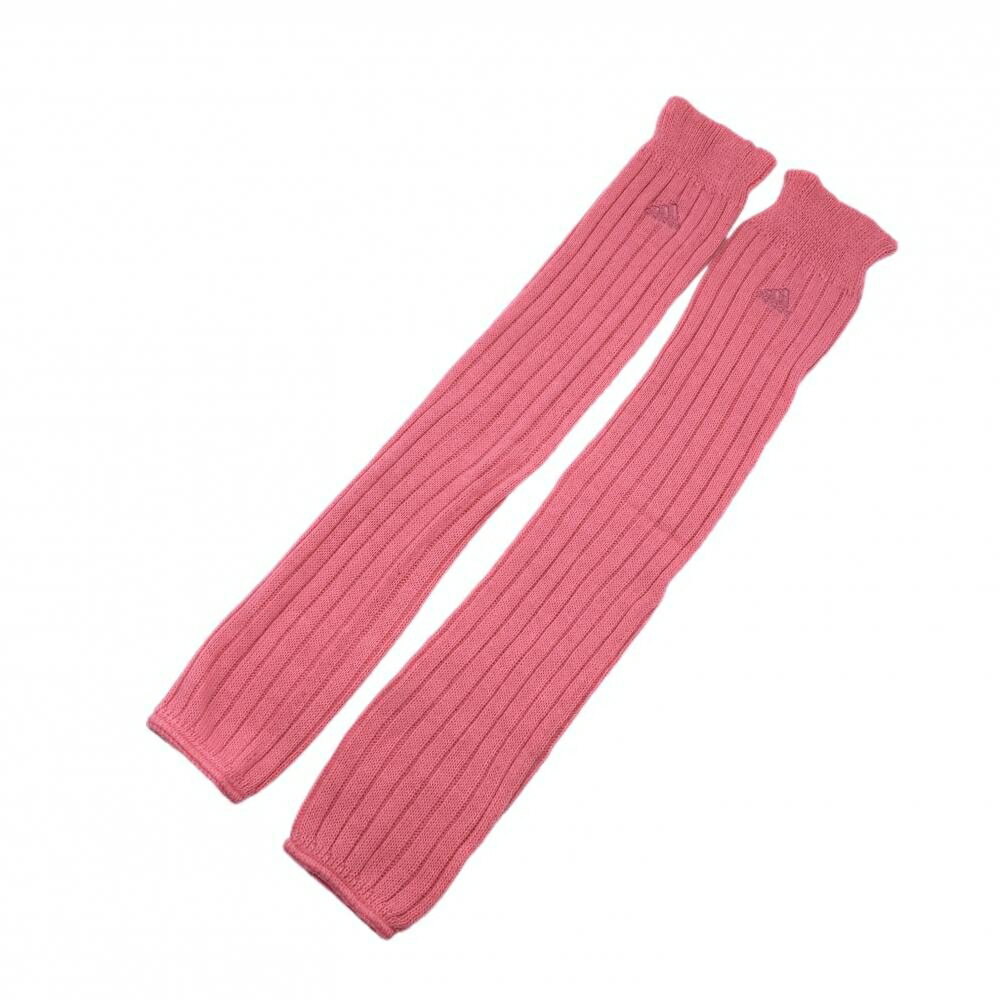 【美品】アディダス レッグウォーマー ピンク ロゴ刺しゅう リブ編み レディース ゴルフウェア adidas