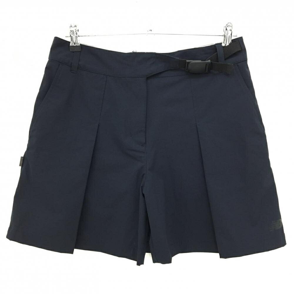 【美品】ニューバランスゴルフ キュロットスカート 黒 裾ロゴ ウエスト一部ベルト付 レディース 2(L) ..