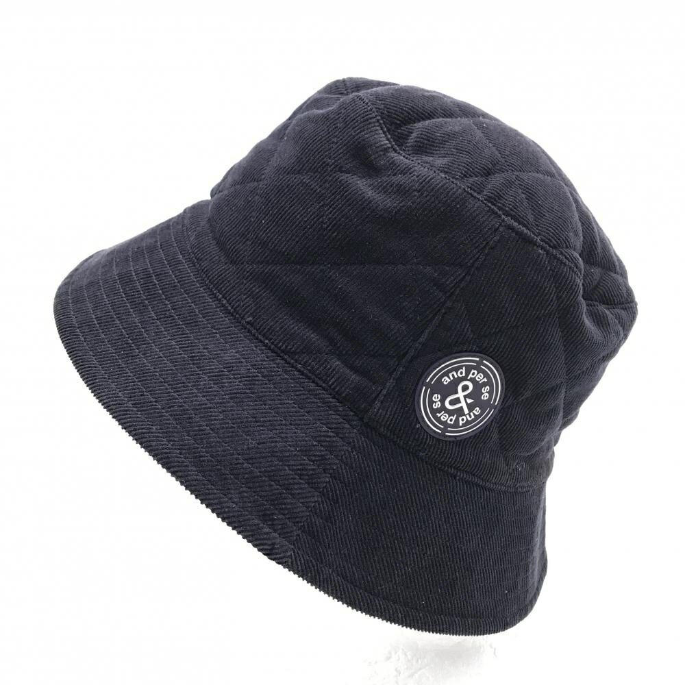 アンパスィ リバーシブルハット ネイビー コーデュロイ 裏ロゴ総柄 ゴルフウェア and per se