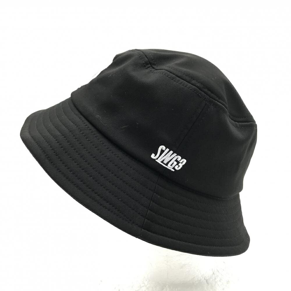 【超美品】ザスウィンガー バケットハット 黒×白 ロゴ ゴルフウェア 2025年モデル THE SWINGGGR