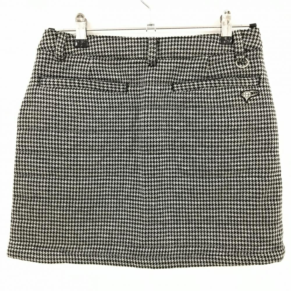 【超美品】ビームスゴルフ 中綿ニットスカート 黒×白 千鳥格子 蓄熱裏地 レディース M ゴルフウェア BEAMS GOLF