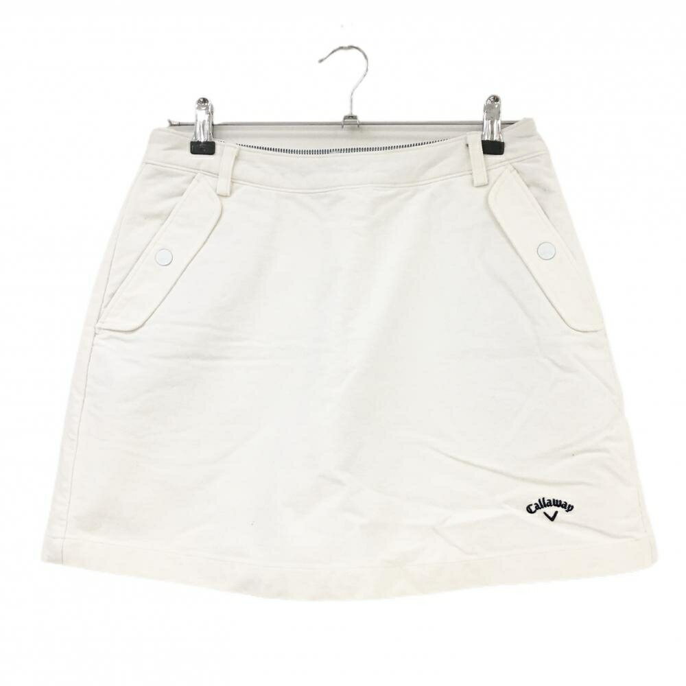 【超美品】キャロウェイ キュロットスカート 白 バックロゴ 表微起毛 レディース L ゴルフウェア Callaway