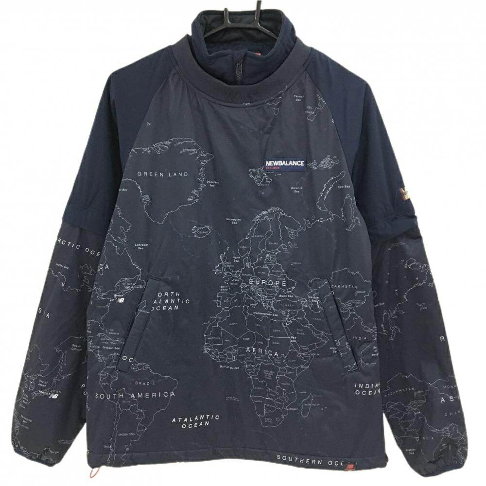 【超美品】ニューバランスゴルフ 中綿4WAYスニード ネイビー×白 地図柄 袖・ネック着脱可 メンズ 4(M) ..