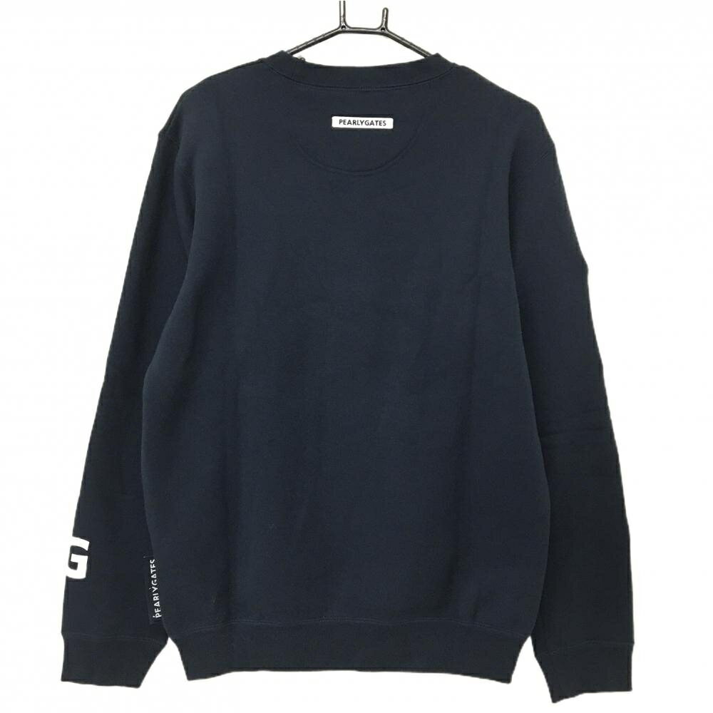 【美品】パーリーゲイツ×Disney トレーナー ネイビー×白 袖ミッキー 裏起毛 スウェット メンズ 6(XL) ゴルフウェア PEARLY GATES