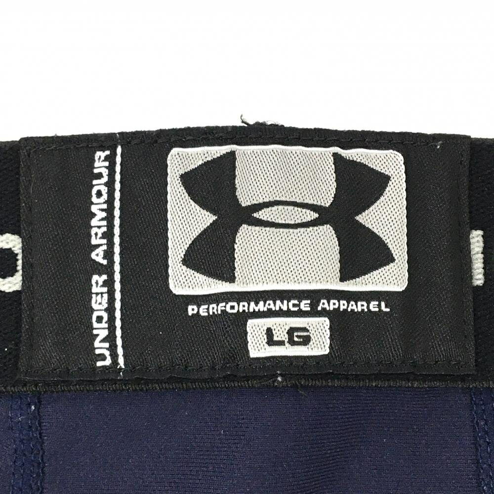 【美品】アンダーアーマー レギンス ネイビー ロゴプリント メンズ LG ゴルフウェア UNDER ARMOUR