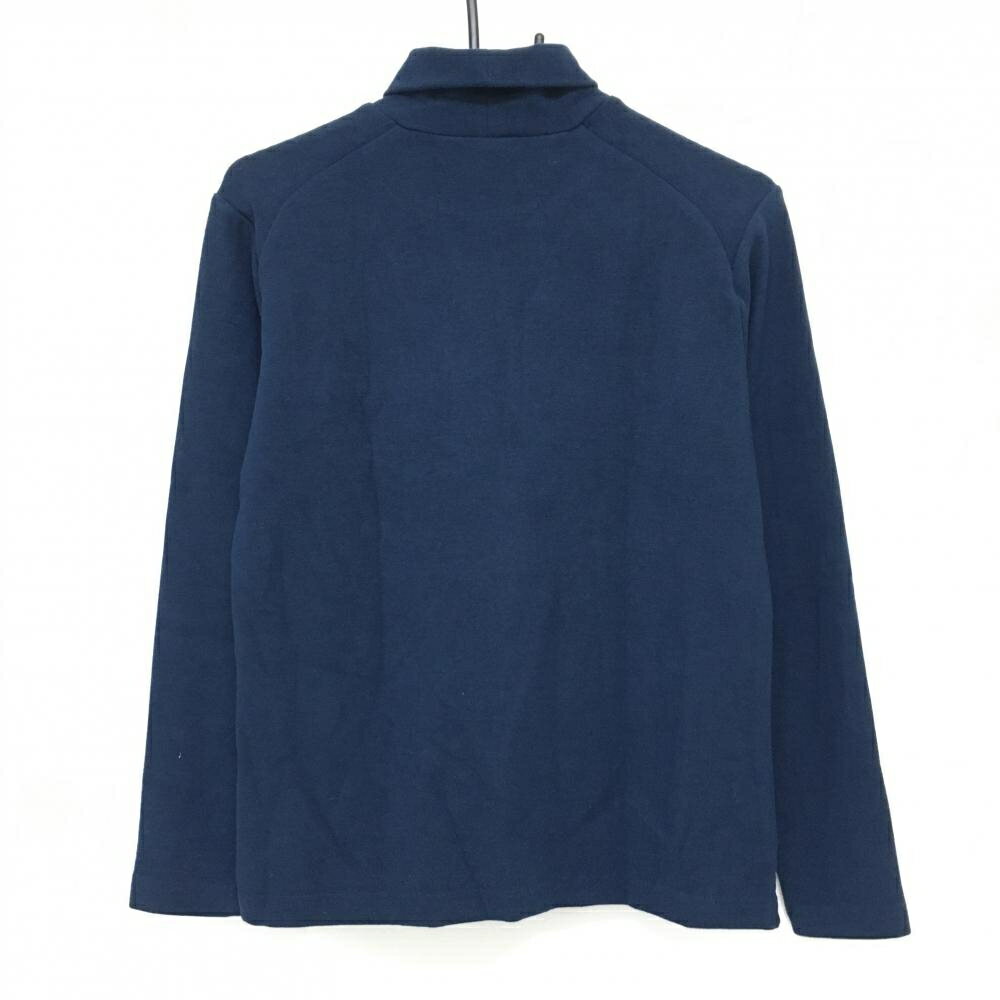 【超美品】フィドラ 長袖ハイネックシャツ ネイビー ロゴ白 表微起毛 レディース L/G ゴルフウェア FIDRA