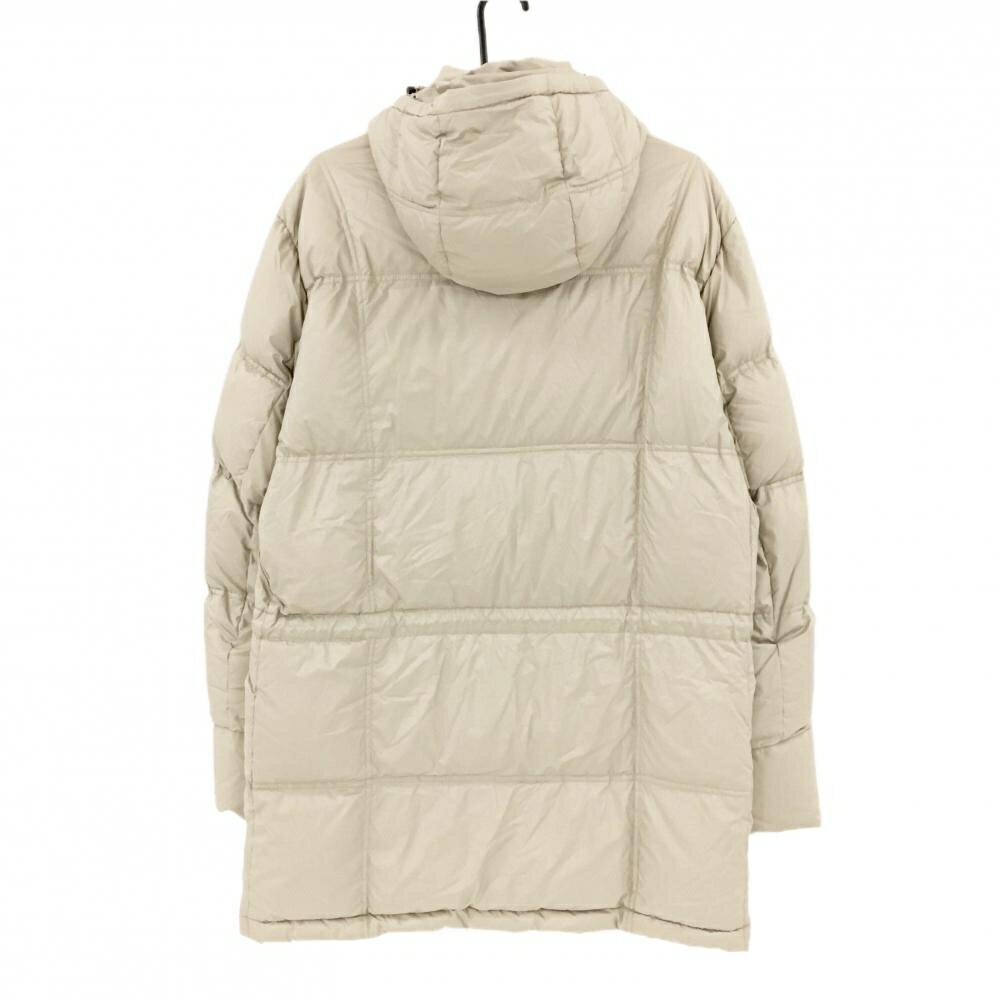 【美品】アダバット 2WAYロングダウンジャケット ベージュ 軽量 フード着脱可 メンズ 50(XL) ゴルフウェア adabat
