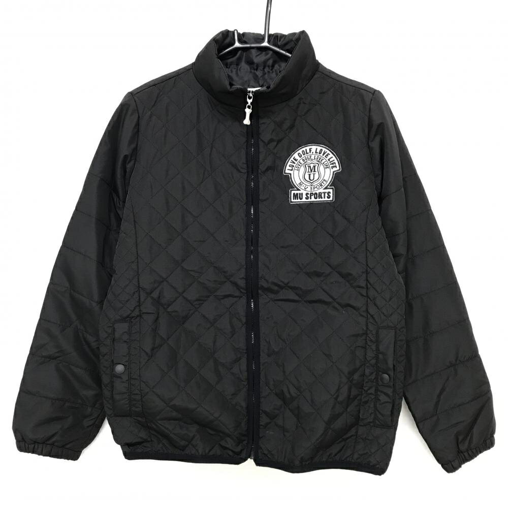 MUスポーツ 中綿ジャケット 黒×白 キルティング ワッペン レディース 42(L) ゴルフウェア M・U SPORTS