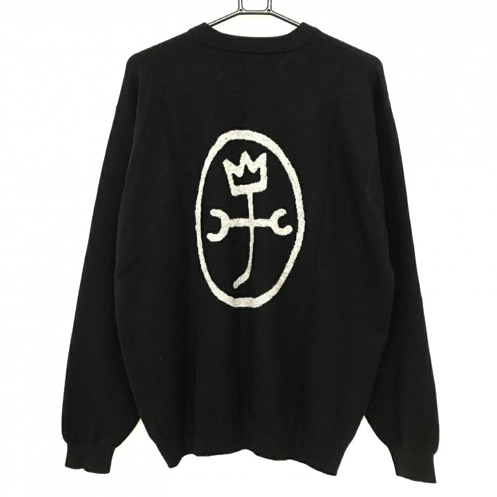 【超美品】カステルバジャック セーター 黒×グレー カシミヤ100% 背面ビッグロゴ メンズ 4(XL) ゴルフウェア CASTELBAJAC