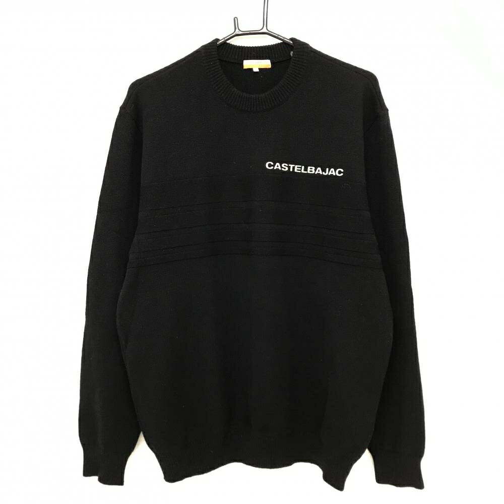 【超美品】カステルバジャック セーター 黒 ウール90％ カシミヤ10％ メンズ 4(XL) ゴルフウェア CASTELBAJAC