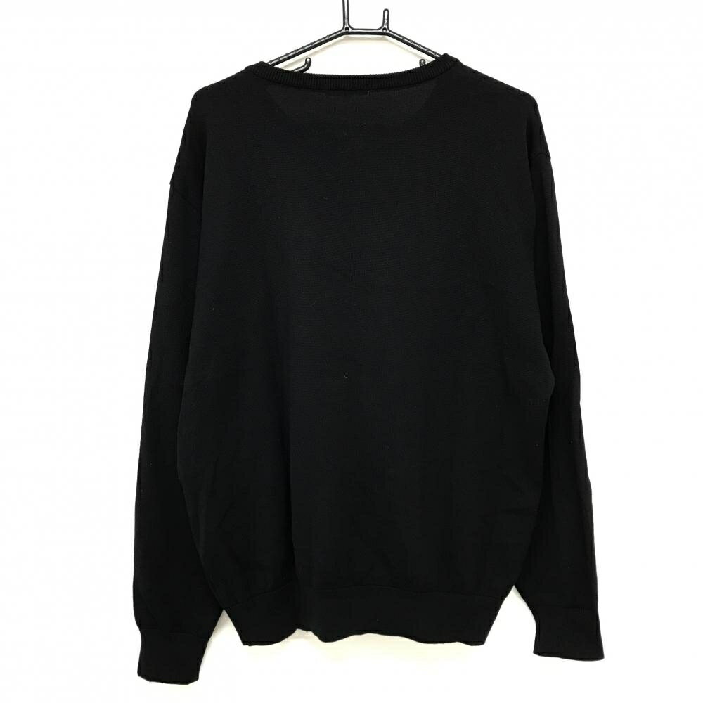 【超美品】カステルバジャック セーター 黒 ウール100% 胸ポケット ニット メンズ 4(XL) ゴルフウェア CASTELBAJAC