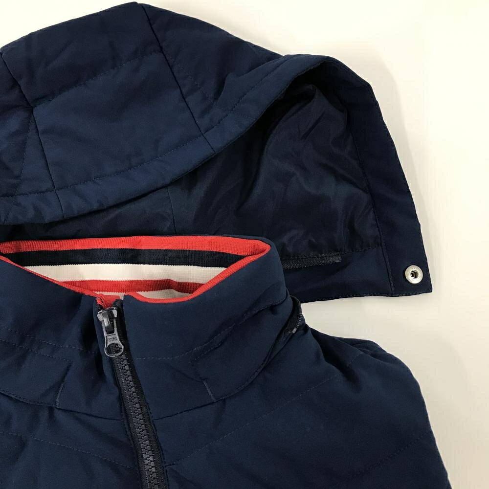【美品】フィラゴルフ 2WAY中綿ベスト ネイビー フード着脱可 レディース M ゴルフ...