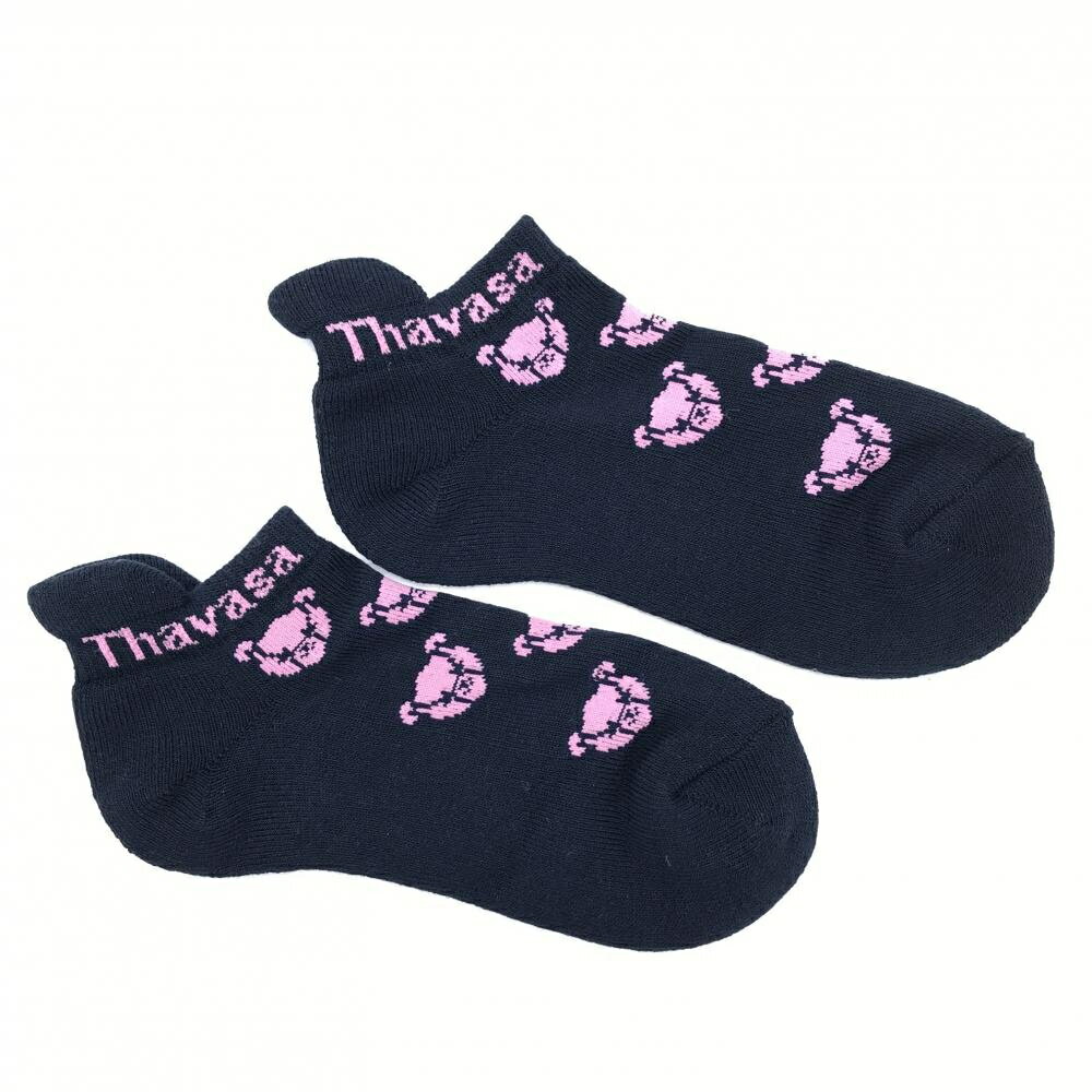 【未使用品】サマンサタバサ ソックス ネイビー×ピンク ベア柄 レディース 22-24cm ゴルフウェア Samantha Thavasa