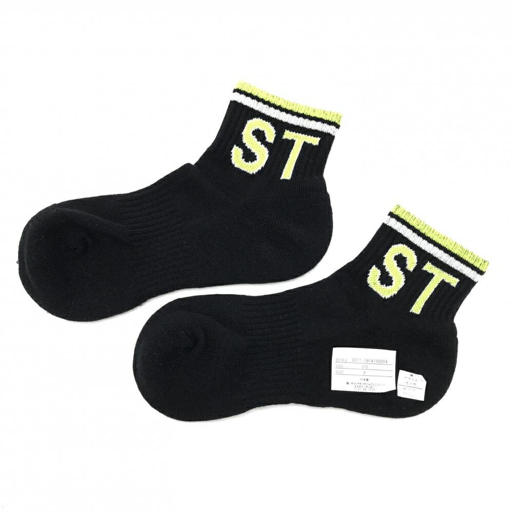 【未使用品】サマンサタバサ ソックス 黒×ライトグリーン 英字 レディース F247/24 ゴルフウェア Samantha Thavasa