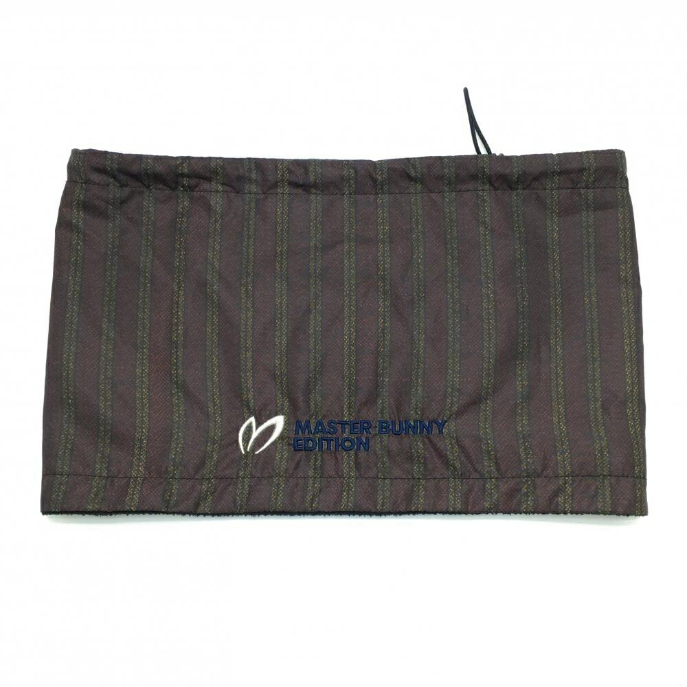 【美品】マスターバニー ネックウォーマー 杢レッド×杢イエロー ストライプ 裏フリース 薄手 FR ゴルフ..