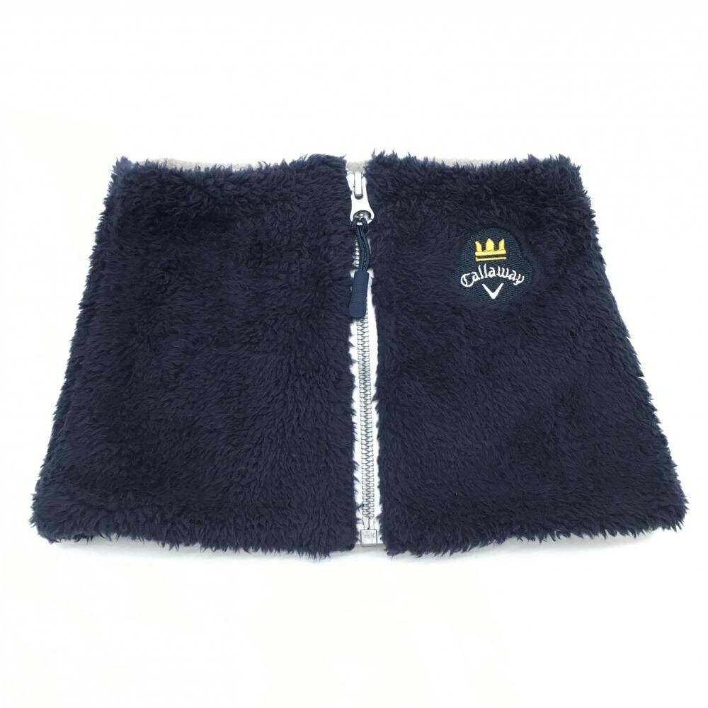 【美品】キャロウェイ ボアネックウォーマー ネイビー ジップ 裏フリース FR ゴルフウェア Callaway
