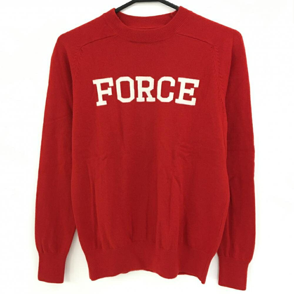 【超美品】ラフアンドスウェル セーター レッド×白 フロント英字 ウール100％ ニット メンズ S ゴルフ..