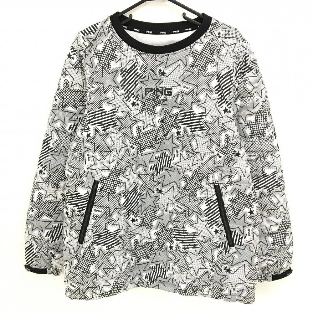 【美品】ピン 中綿スニード 白×黒 星柄 ドット ブルゾン メンズ 3L ゴルフウェア PING