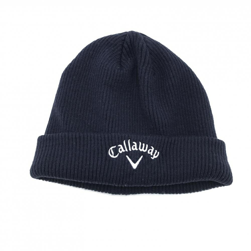 【超美品】キャロウェイ ニット帽 ネイビー ロゴ白 ODYSSEY FR ゴルフウェア Callaway