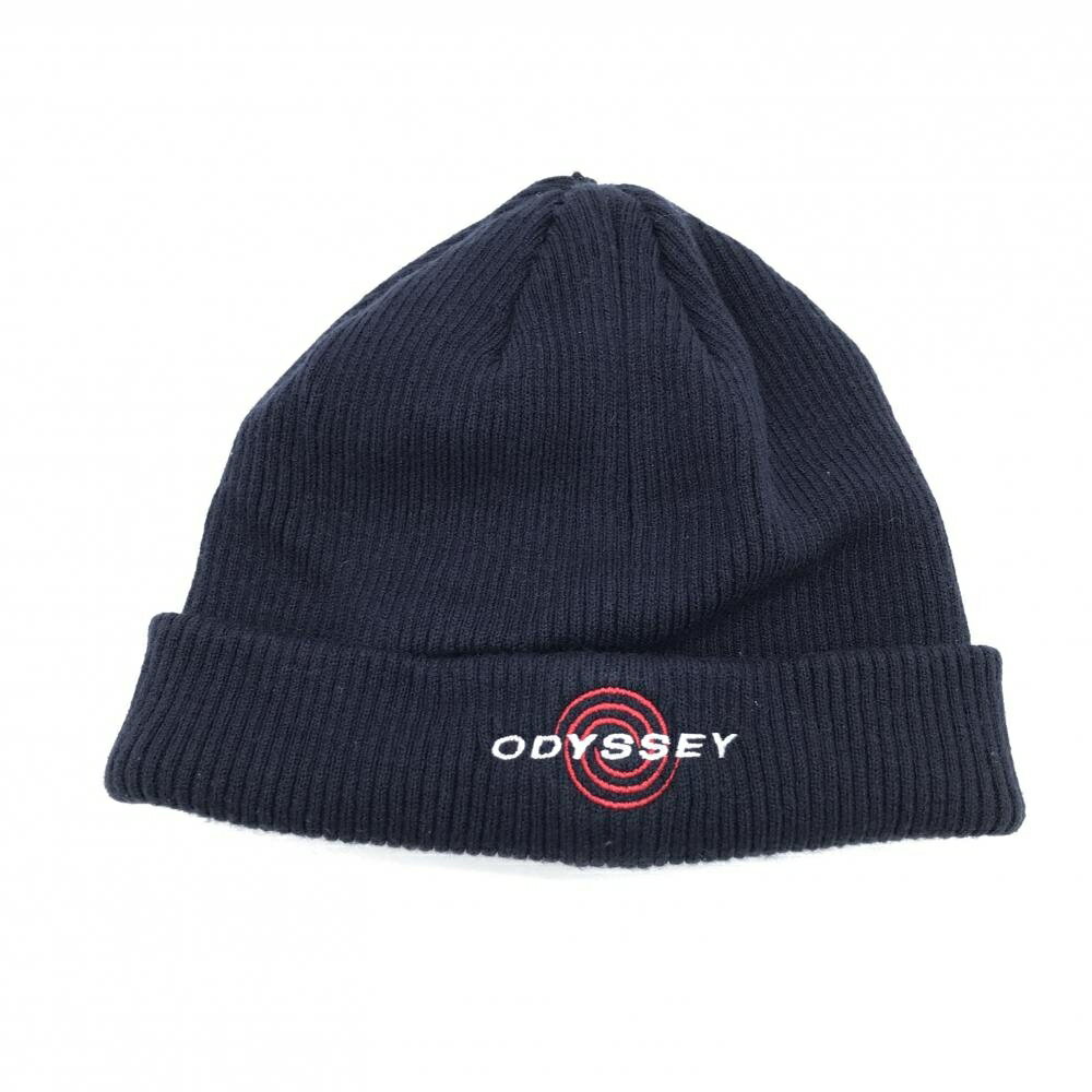 【超美品】キャロウェイ ニット帽 ネイビー ロゴ白 ODYSSEY FR ゴルフウェア Callaway