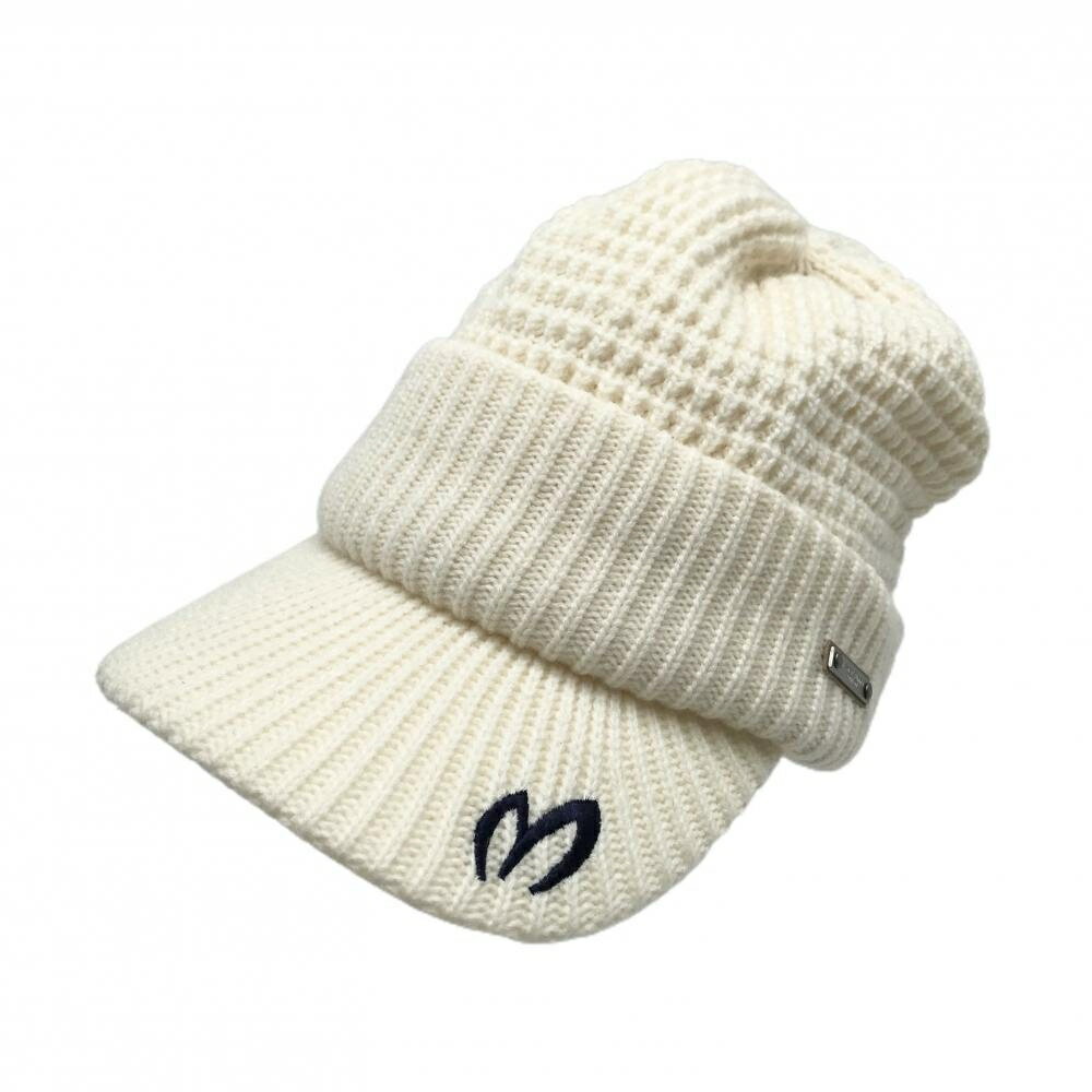 マスターバニー つば付きニット帽 白 ロゴ刺しゅう FR ゴルフウェア MASTER BUNNY EDITION
