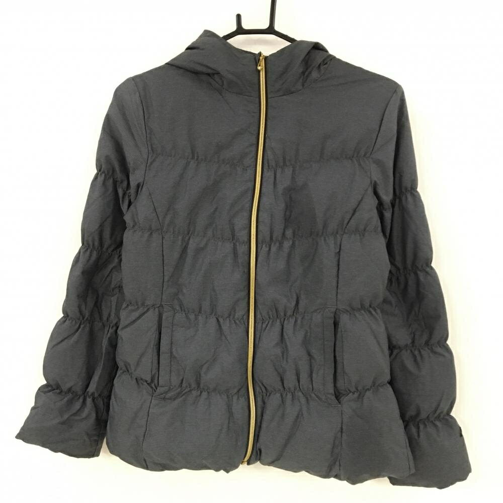 カッパ ダウンジャケット 杢グレー フード内側ドット 袖ロゴワッペン ダウン80％ レディース M ゴルフウェア Kappa