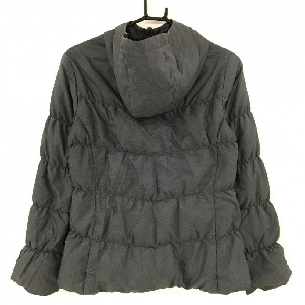 カッパ ダウンジャケット 杢グレー フード内側ドット 袖ロゴワッペン ダウン80％ レディース M ゴルフウェア Kappa