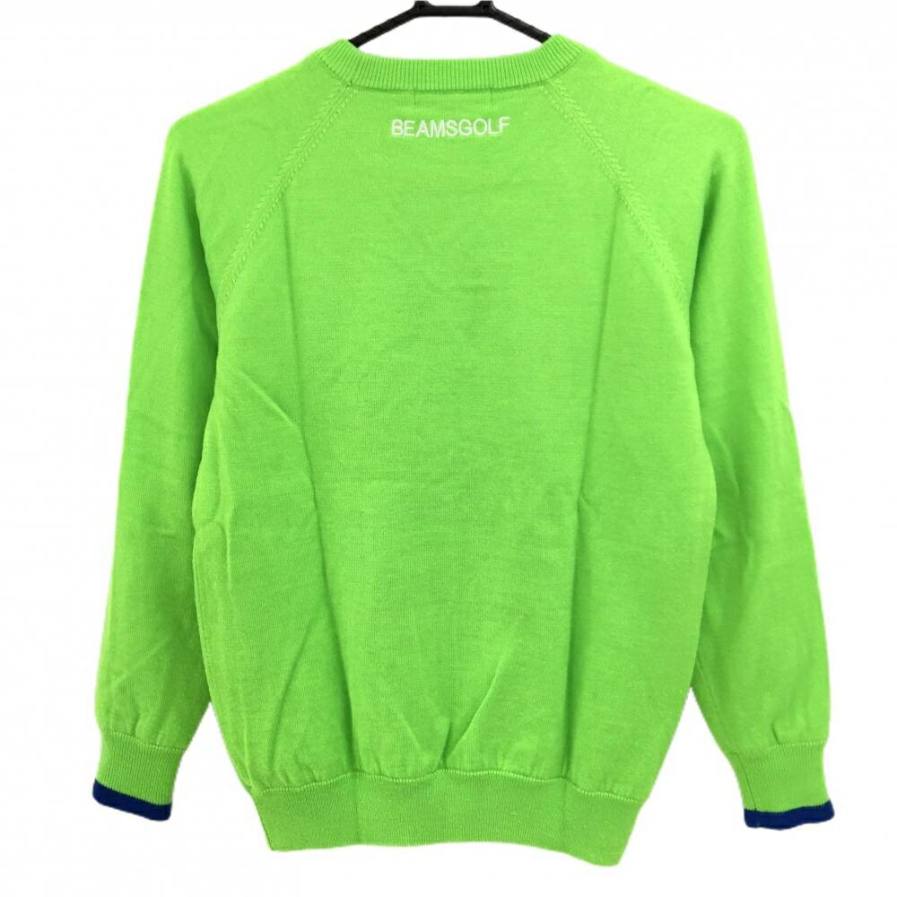 ビームスゴルフ セーター ライトグリーン×ブルー ロゴ刺しゅう ニット 裏地あり レディース L ゴルフウェア BEAMS GOLF